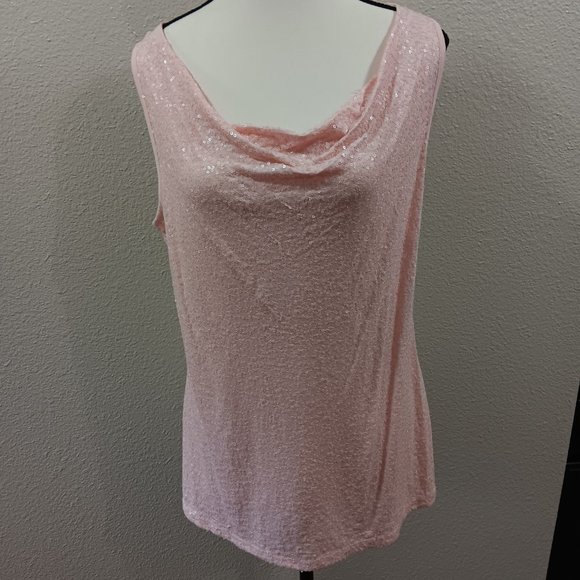 INC Pink Tank Top with Sequins Size L - Picture 1 of 5